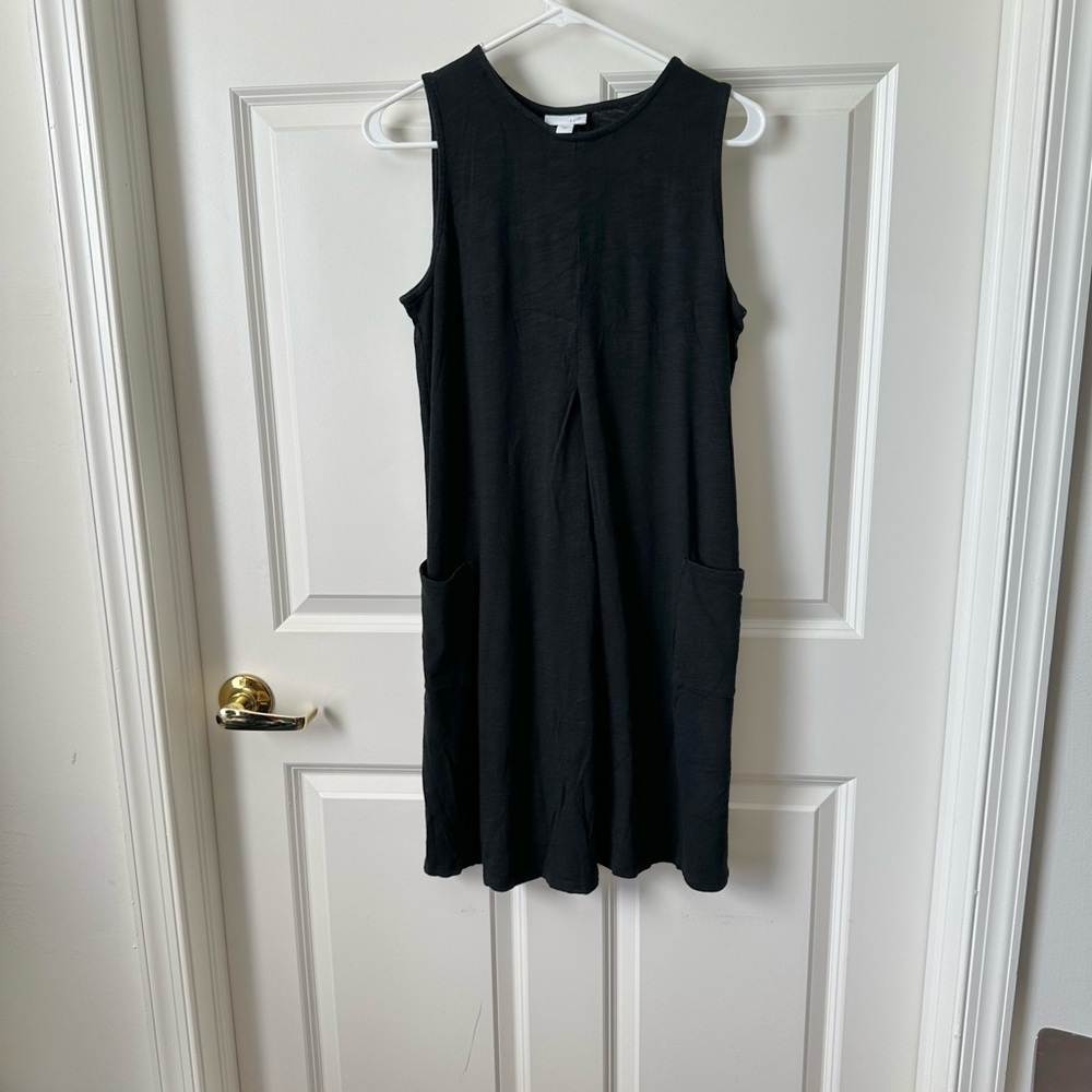 J. Jill Black Jersey Sleeveless Tank Pocket Midi Dress Size S